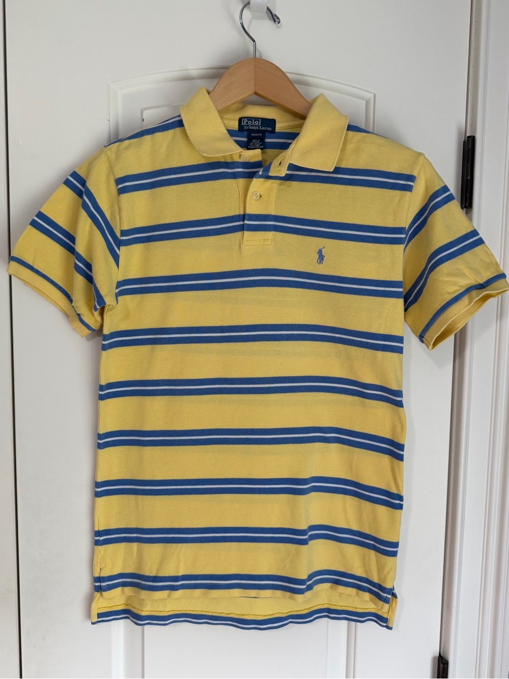 Polo by Ralph Lauren Yellow & Blue Striped Polo Shirt Boys Medium 12/14